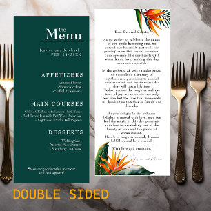 Menu Texto adorável do cardápio de casamento Pássaros d