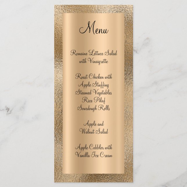 Menu Textura de Ouro Falso Brilhante e Elegante e Folha (Frente)