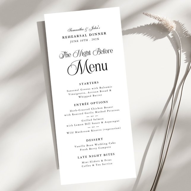 Menu The Night Before Modern Elegant Rehearsal Dinner (Criador carregado)