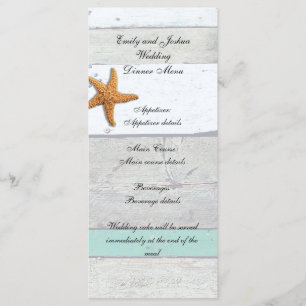 Menu Theme Starfish Rustic Casamento