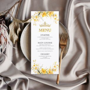 Menu Tiaro Floral Borboleta Amarela Dourada Quinceañera