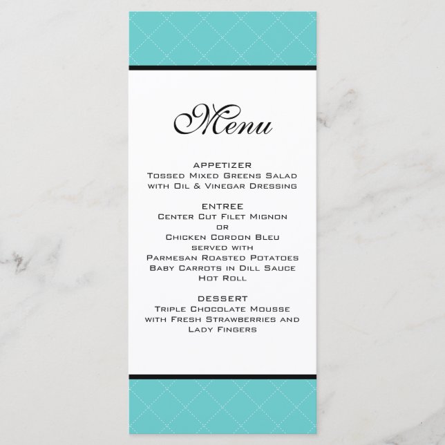 Menu Tiffany Teal Wedding (Frente)