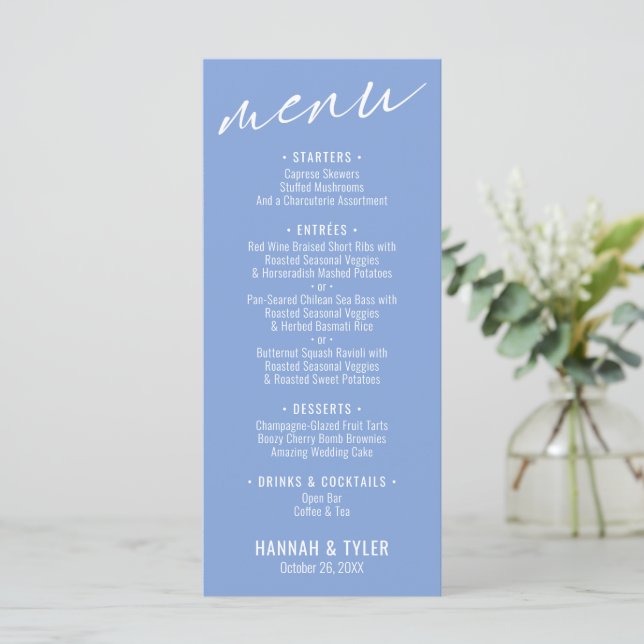 Menu Tipografia Contemporânea Simples e Elegante Periwi (Em pé/Frente)