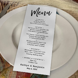 Menu Tipografia de Escrita à Mão Minimalista Moderna
