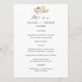 Menu Tipografia Elegante Casamento Dourado de Peony ou