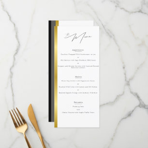 Menu Tipografia Elegante Casamento Dourado de Stripe Br