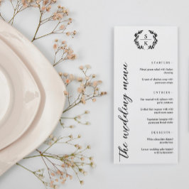 Menu Tipografia Laurel Wreath Monogramas Casamento