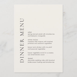 Menu Tipografia Moderna Casamento Bege Elegante
