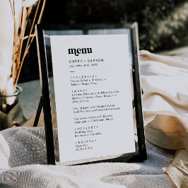 Menu Tipografia Negra Moderna Casamento Duplo Lado