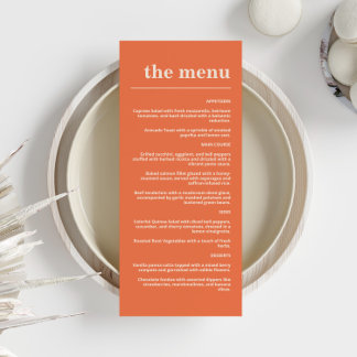 Menu Tipografia Negrita Moderna Casamento Laranja Azul-