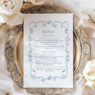 Menu Toile Elegante floral vintage Chuveiro de noiva