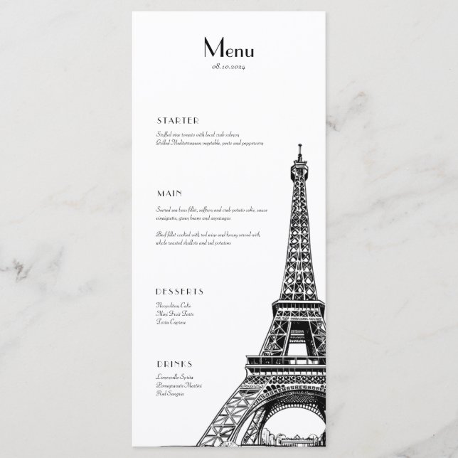 Menu Torre Paris Eiffel para Eventos (Frente)