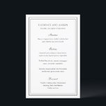 Menu Tradicional de Casamento de Eternos Preto e B<br><div class="desc">Menu de casamento elegante com um design simples e clássico.</div>