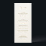Menu Tradicional Ivory e Dourado Casamento Elegante<br><div class="desc">Menu de casamento clássico com um simples design com seu monograma e o título em uma caligrafia elegante.</div>