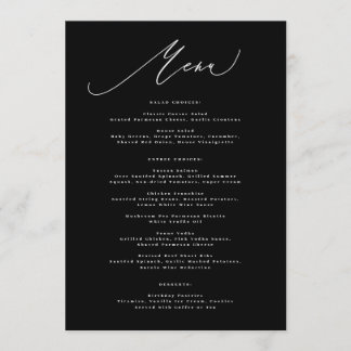 Menu Traditional 5 x 7 Elegant Black White Calligraphy