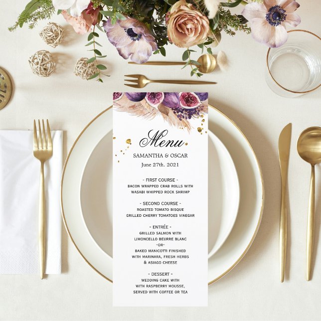 Menu Trendy Beauty Figos Roxos & Pampas (Criador carregado)