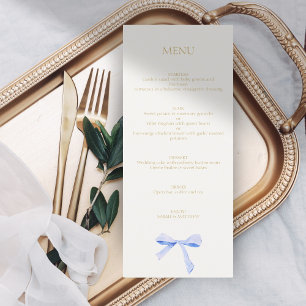 Menu Trendy Blue Ribbon Weding