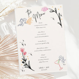 Menu Trendy Hand Desenhou Casamento de Grãozinho