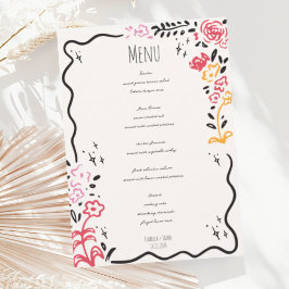 Menu Trendy Hand Desenhou Casamento de Grãozinho