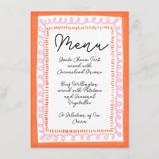 Menu Trendy Orange e Pink Squiggy Wavy Border