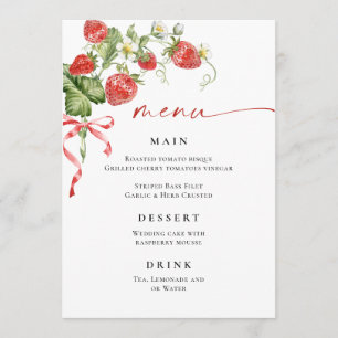 Menu Trendy Watercolor Strawberry Chá de panela