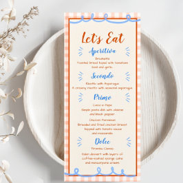 Menu Trendy Whimsical Mão Desenhada Azul Laranja