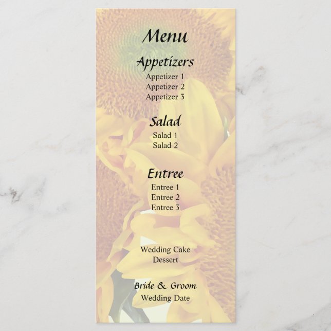 Menu Três Girassóis Dourados (Frente)