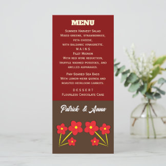 Menu Trio de Flores Vermelhas Minimalistas Design