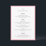 Menu Trisha Pink Modern Wedding<br><div class="desc">Menus modernos de casamento com um design limpo com fontes serif e script.</div>