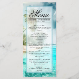 Menu Tropical Beach Watercolor Elegant Coastal Wedding