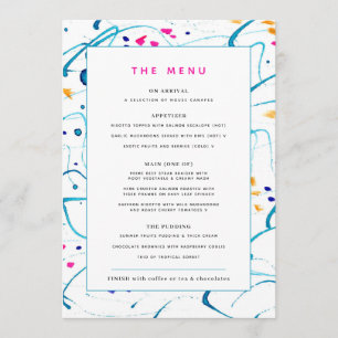 Menu tropical colorido abstrato do costume do