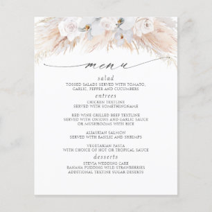 Menu Tropical de Florais Brancos Pampas