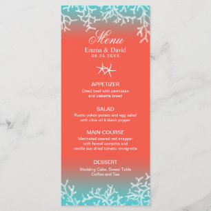 Menu tropical do casamento de praia da estrela do