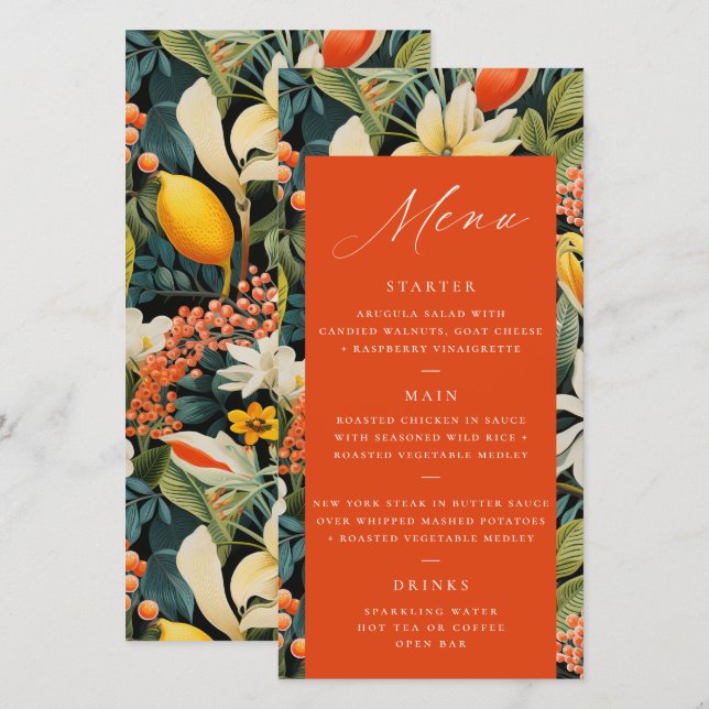 Menu Tropical Orange Paradise (Frente/Verso)