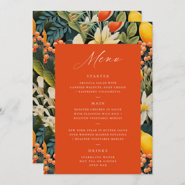 Menu Tropical Orange Paradise (Frente/Verso)
