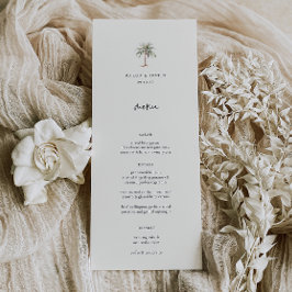 Menu Tropical Palm Tree Weding e Obrigado