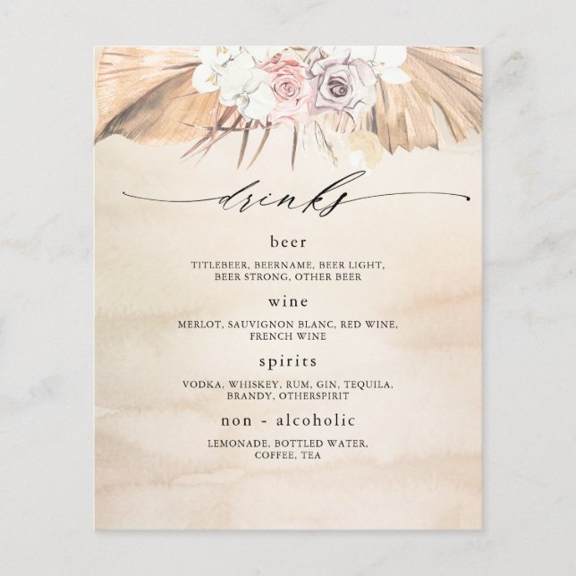 Menu Tropical Seca Palm Leaves Beaves (Frente)