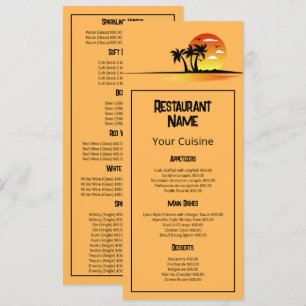 Menu Tropical Sunrise, Restaurante Slimline