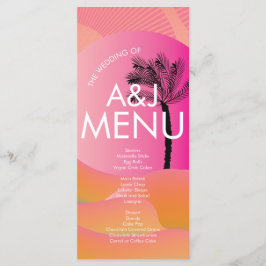 Menu Tropical Sunrise Rosa Laranja Branco Casamento Ous