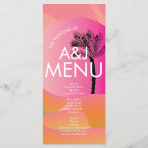 Menu Tropical Sunrise Rosa Laranja Branco Casamento Ous