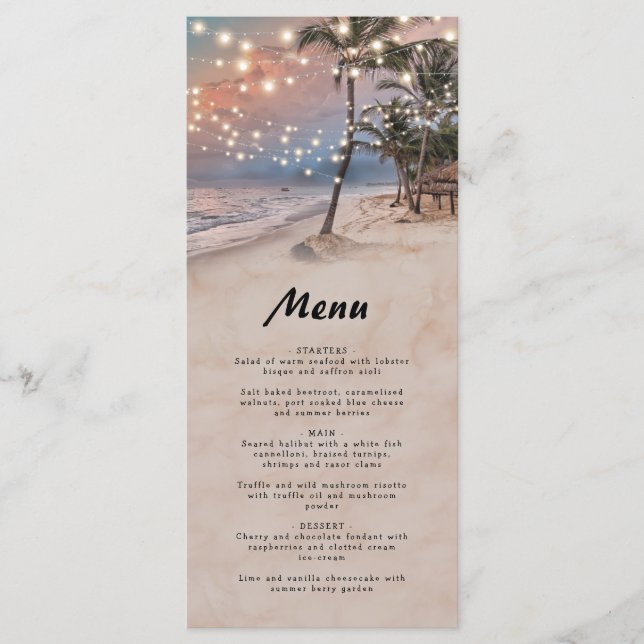 Menu Tropical Vintage Beach Wedding (Frente)