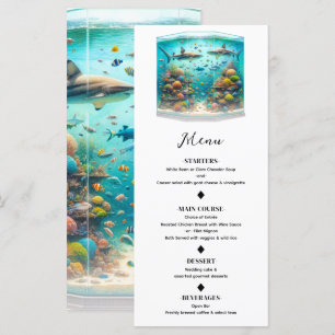Menu Tubaraões & Peixes Aquático Aquarela Cardápio do A