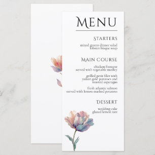 Menu Tulipa Roxa Roxa Elegante Floral Casamento