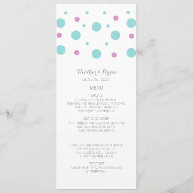 Menu Turquoise Fuchsia Confetti (Frente)