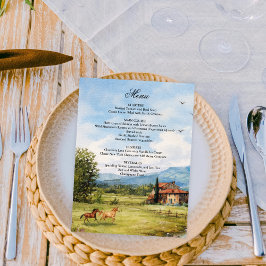Menu Tuscan Countryside Nature Painting Wedding