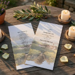 Menu Tuscan Vineyard Wedding Program | Italian<br><div class="desc">Celebrate your ceremony with this elegant Tuscan vineyard wedding program, inspired by the romantic landscapes of the Italian countryside. Featuring a soft watercolor illustration of rolling vineyards and a charming Tuscan villa, this program beautifully reflects the atmosphere of a vineyard destination wedding. The refined vertical layout allows guests to easily...</div>