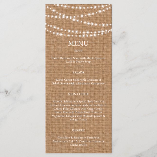 Menu Twinkle LIghts no Burlap (Frente)