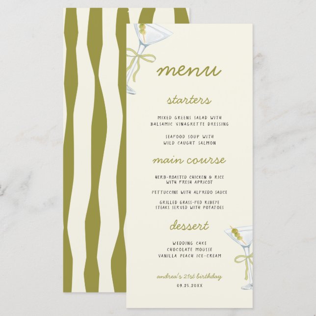 Menu Um Cardápio de Aniversário Martini Um Pouco Mais V (Frente/Verso)