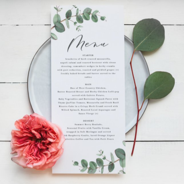 Menu Um casamento elegante e simples e moderno eucalipt (Criador carregado)