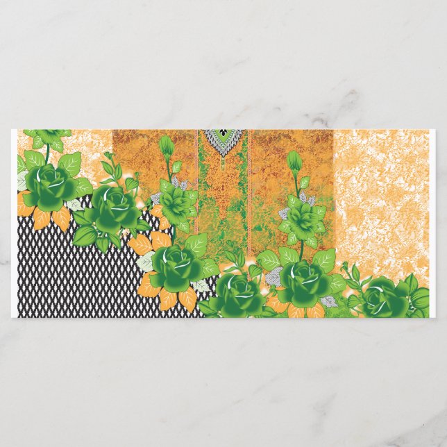 Menu um desenho de um enfeite de parede verde e amarelo (Frente)